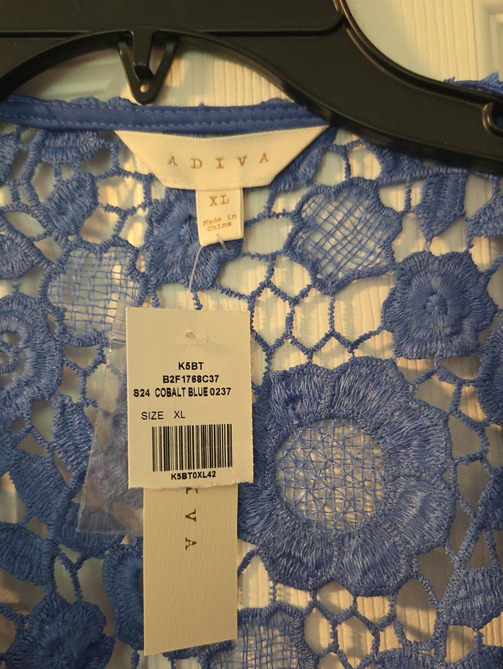 NWT-Adiva Sz.XL Dusty Blue Lace Jacket - Picture 3 of 5